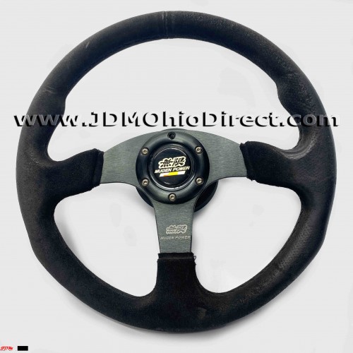 JDM Mugen Style Black Suede Steering Wheel With DC2 Hub